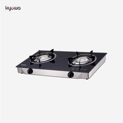 Kyowa Tempered Glass Double Burner Gas Stove with Cast Iron Burners KW-3568