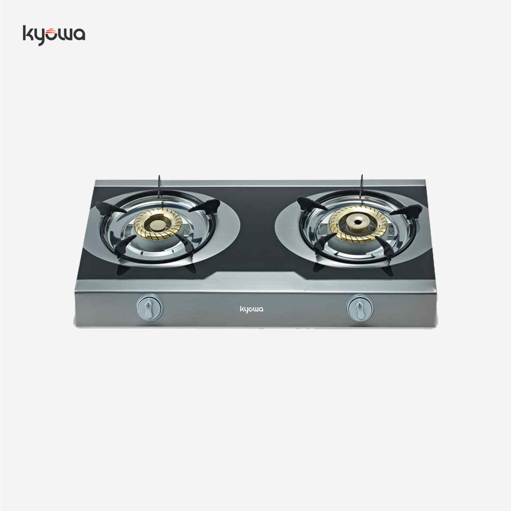 Kyowa Double Burner Stainless Steel Gas Stove with Cast Iron Burners KW-3570