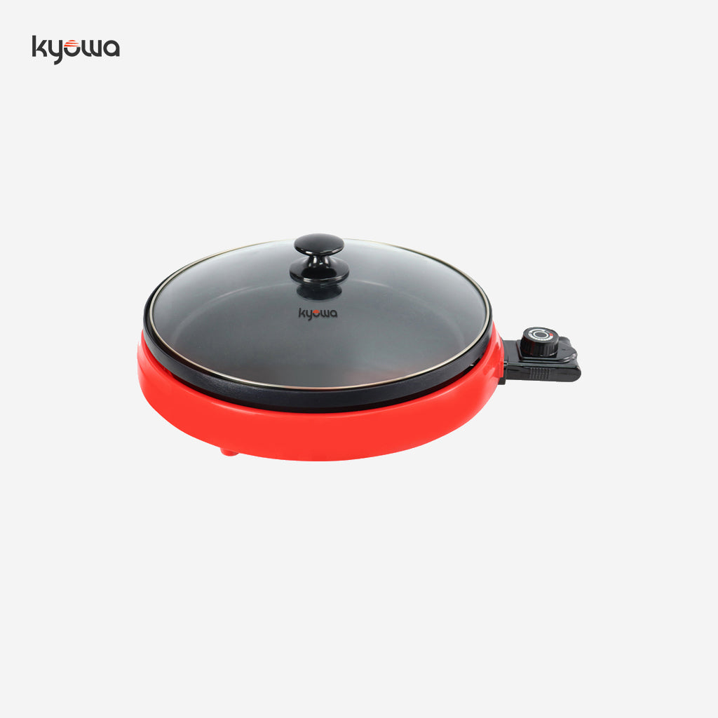 Kyowa Round Electric Griller Pan w/ Lid Flat Non-stick Coated Grill Pan KW-3755