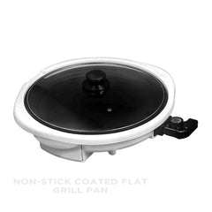 Kyowa Round Electric Griller Pan w/ Lid Flat Non-stick Coated Grill Pan KW-3757