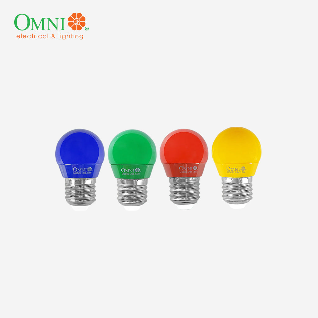 Omni by Winland Basic LED Colored Round Bulb 1.5 Watts E27 Lamp Base SOLD PER COLOR