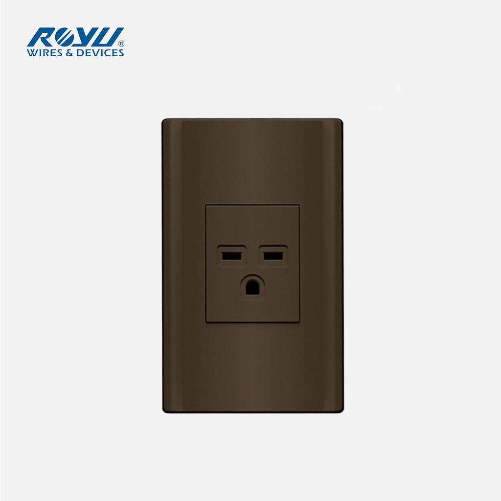 Royu Plano Series 1, 2, 3 Gang Switches Set, Outlets, Dark Wood & Dark Gray