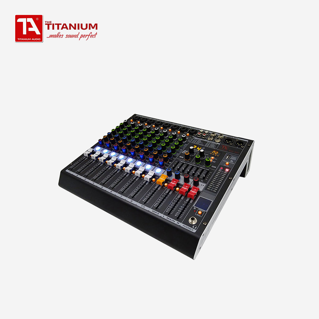 Titanium Audio 8 Channel Mixer 32 Bit DSP Effect 7-Band Stereo Graphic Equalizer MG-8BT