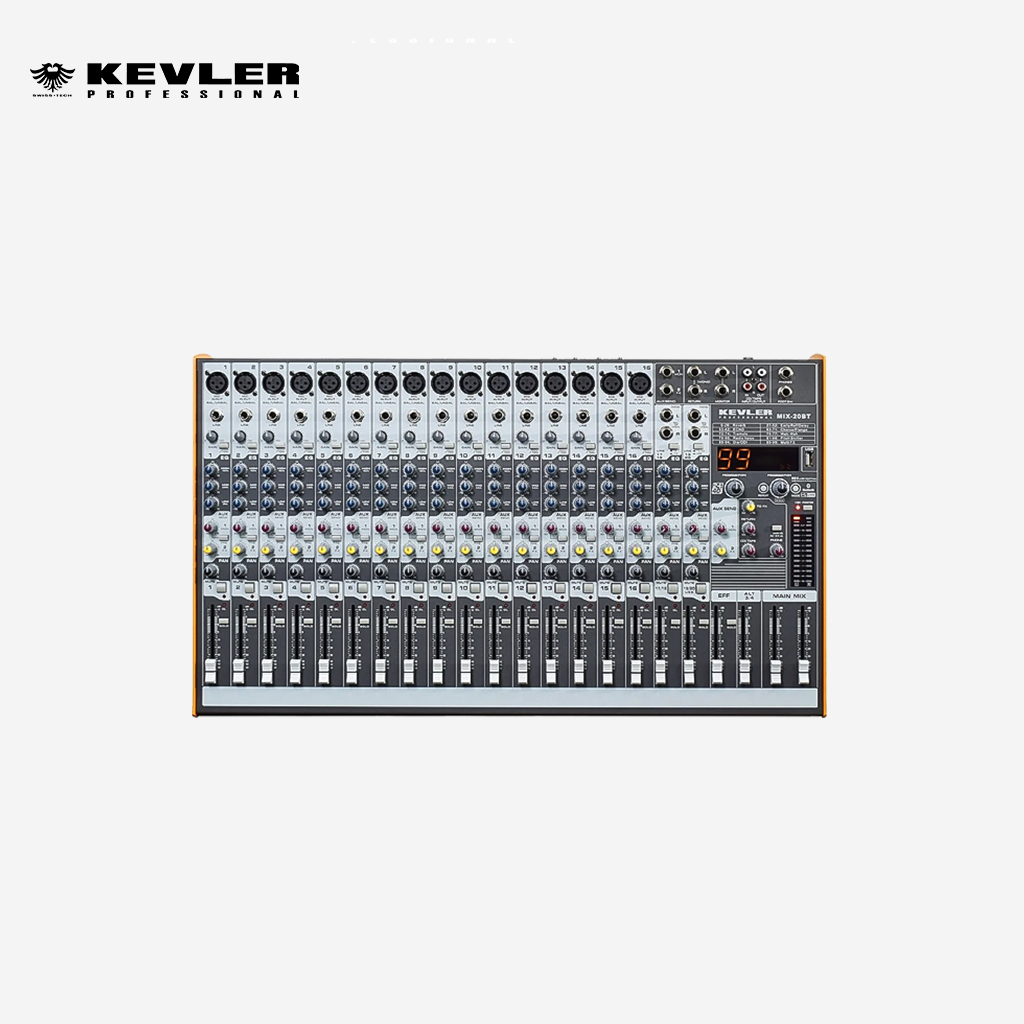 Kevler by Winland 20 Channel 16 Mic/Line 2Aux Mixer w/ 24 Bit 99 DSP w/ USB & Bluetooth MIX-20BT