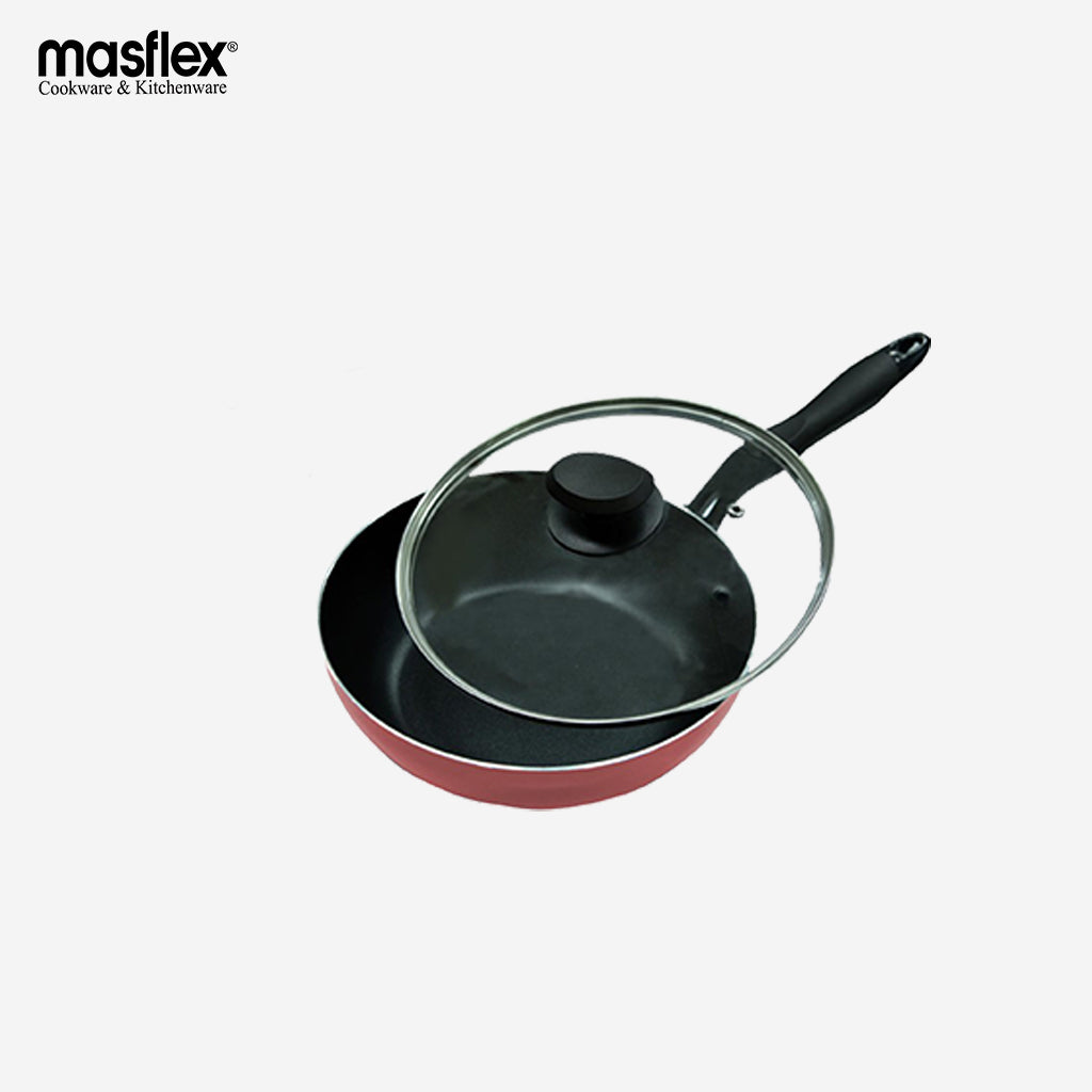 Masflex Non Stick Induction Stir Fry pan with Glass Lid 26cm Frying Pan NS-CX-806