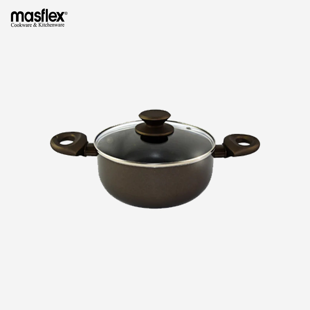 Masflex by Winland 20cm-24cm Aluminum Non-Stick Master Class Induction Casserole with Glass Lid