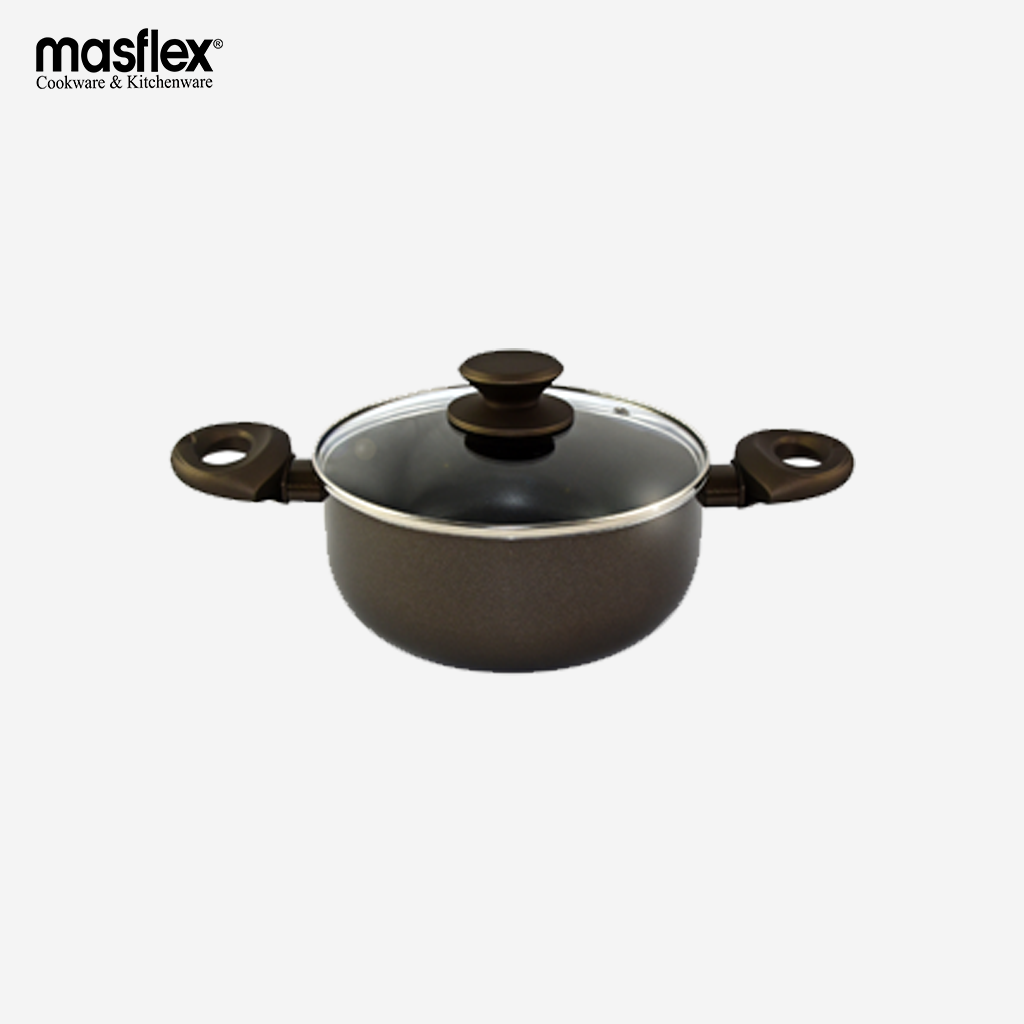 Masflex 20cm-24cm Aluminum Non-Stick Master Class Induction Casserole with Glass Lid