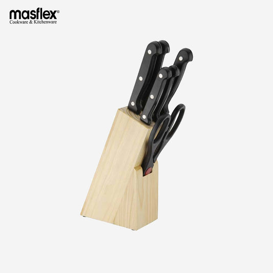 Masflex by Winland 7 Piece Knife Set w/ Wooden Block OW-7KB