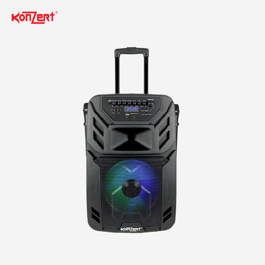 Konzert 12" 400W Powered Portable Rechargeable Trolley Speaker w/ 2 Wireless Mic PA-12