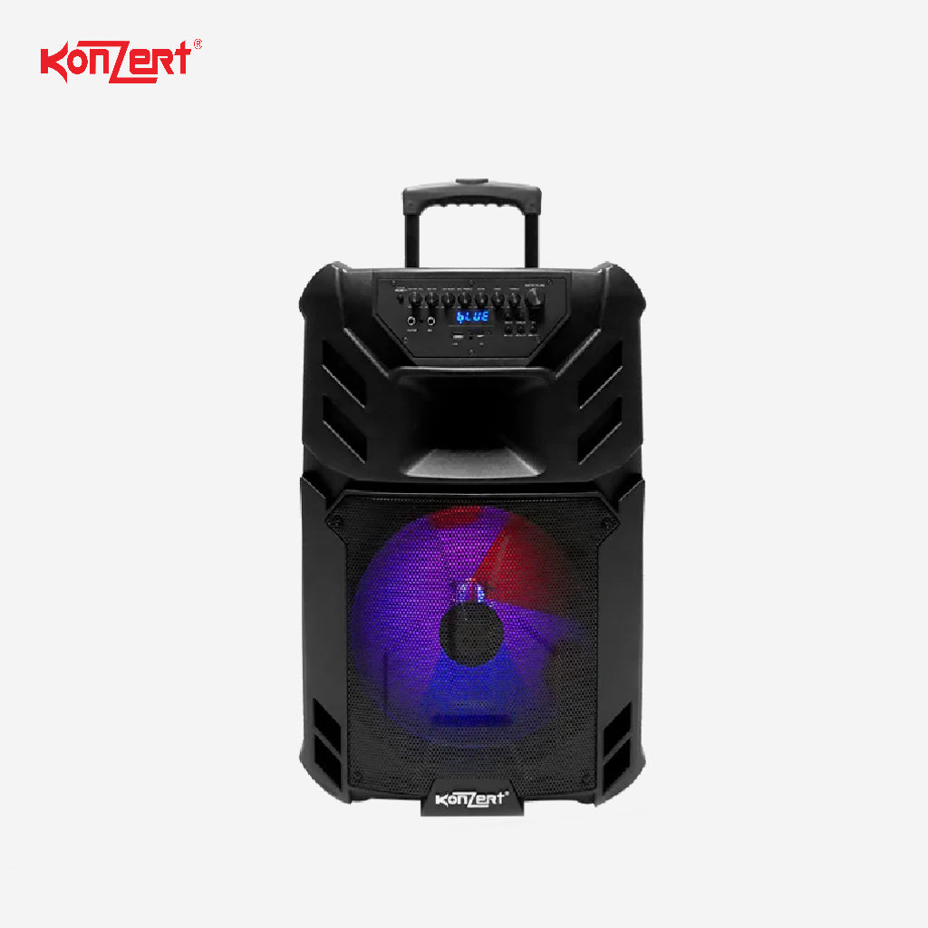 Konzert PA-15 15" Portable Rechargeable Speaker w/ 2 Wireless Microphone USB/BT / NFC/FM