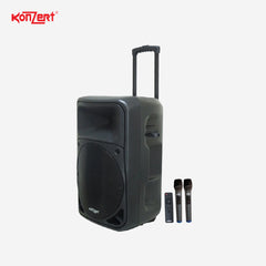 Konzert 15 Inch PANALO 15 5500W Portable Trolley Speaker w/ USB/SD/BT & 2 Wireless Mic