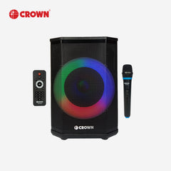 Crown Portable Dancing Light Speaker with BT/USB/FM/AUX & Wireless Microphone PD-810