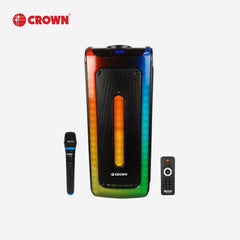 Crown Party Box Portable Rechargeable Speaker Dancing Light Baffle w/ Wireless Mic PD-884