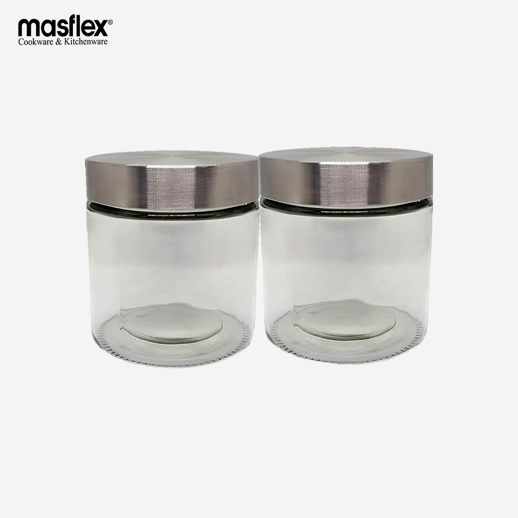 Masflex by Winland 2 Pieces Glass Jar with metal LID 800mL QM-0402