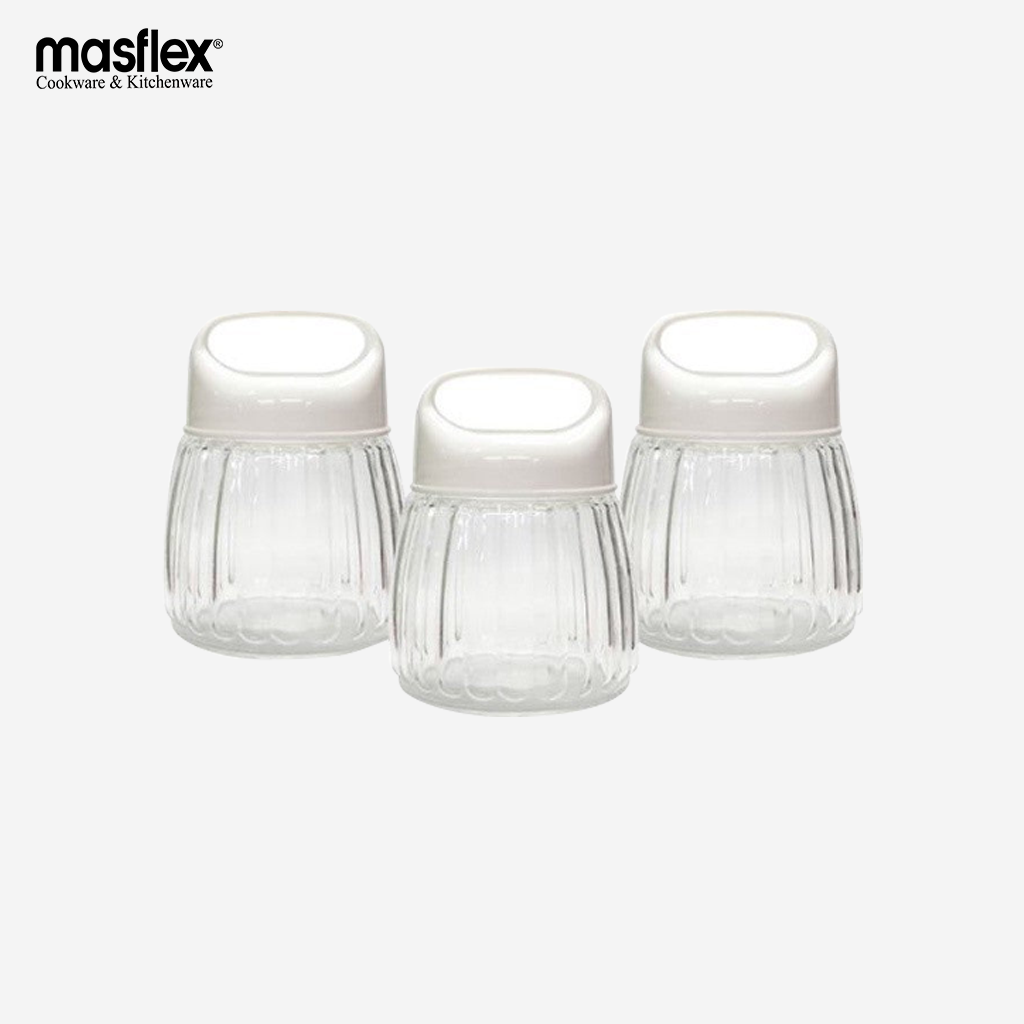 Masflex 3 Piece 400ml Glass Jars with Plastic Lid QM-1003