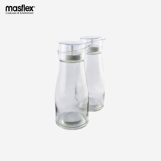 Masflex by Winland 320mL 2 Piece Glass Condiments Bottles W/ Plastic Lid QM-2001