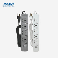 Royu by Winland 4 Gang Power Extension Cord Cable with Individual Switches & 2 USB Ports REDEC724