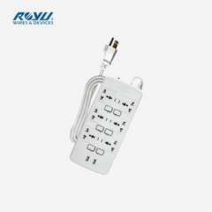 Royu by Winland 6 Socket 2 Meter Power Extension Cord Wire with Individual Switches & 2 USB Ports