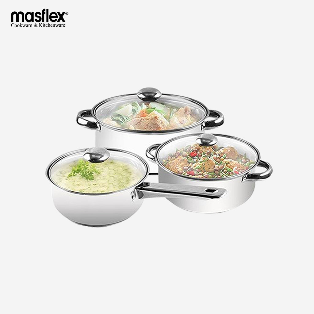 Masflex 6 Piece Stainless Steel Induction Cookware Set Casserole Sauce ...
