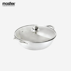 Masflex 5L/34cm Induction Hot-Pot Shabu-Shabu w/ Dual Side Stainless Steel & Lid Glass