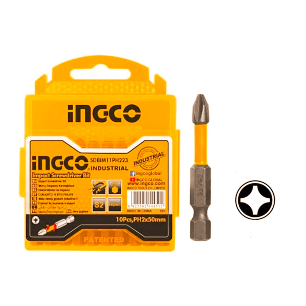 Ingco 10 Pcs / Set Impact Screwdriver Bit 65mm SDBIM21PH233