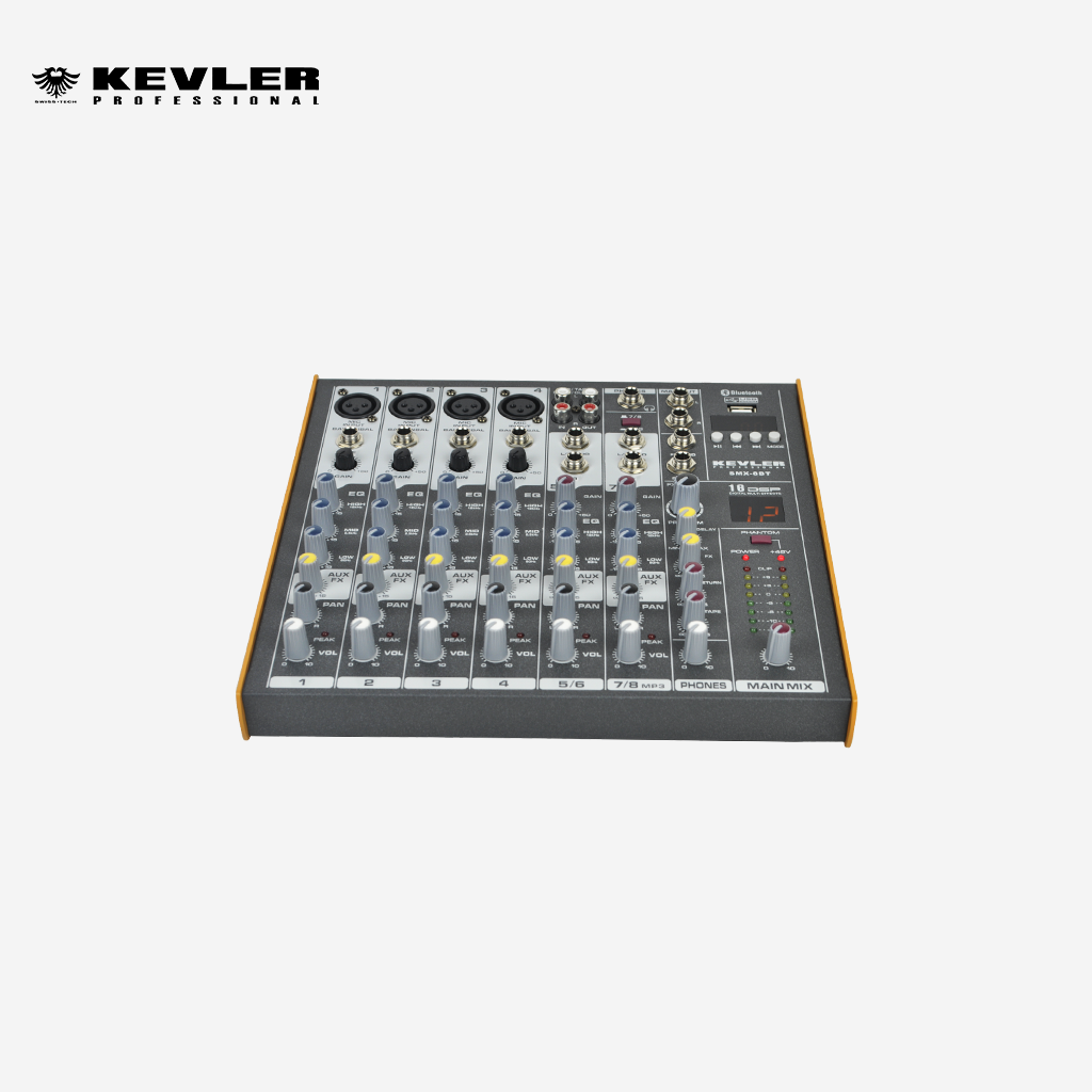 Kevler Mixer SMX-8BT 8 Channel 4 Mic / Line 2 Aux Mixer Sound System 16 DSP W/ USB & BT