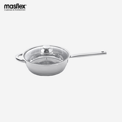 Masflex 24cm Premium Stainless Steel Induction Fry Pan w/ Glass Lid SS-B04