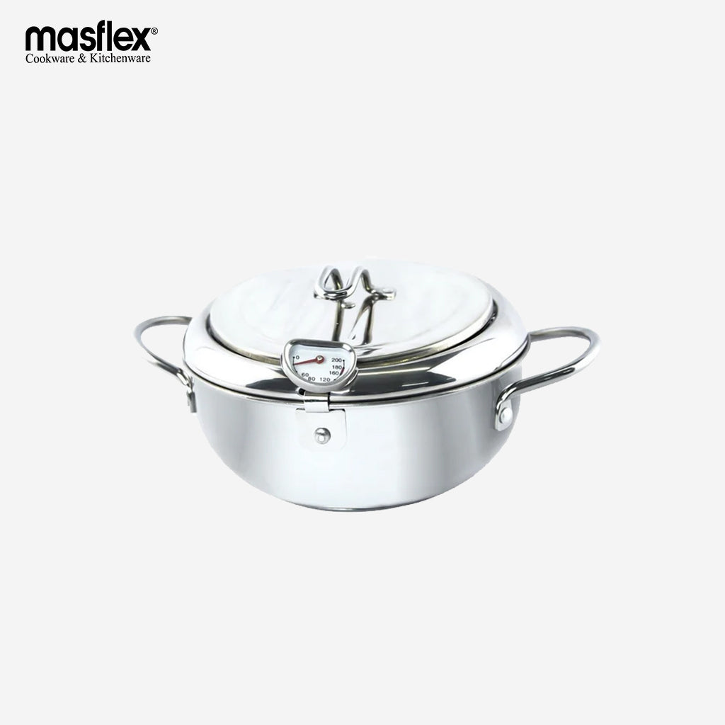 Masflex 20cm Stainless Steel Perfect Fryer Pot with Thermometer SS-TF0120