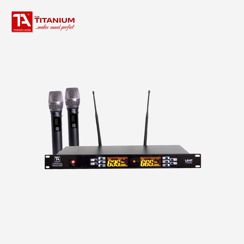 Titanium Audio Dual Channel Wireless Microphone UHF Mic with Hard Case TA-80U