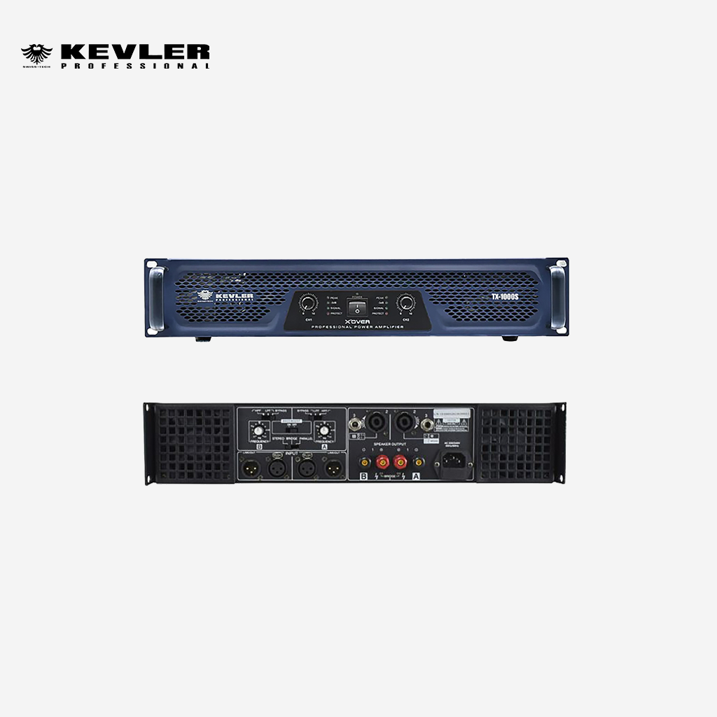 Kevler 1000W x 2 8ohms Professional Power Amp 2ohms stable with 2Ch X'over TX-1000S