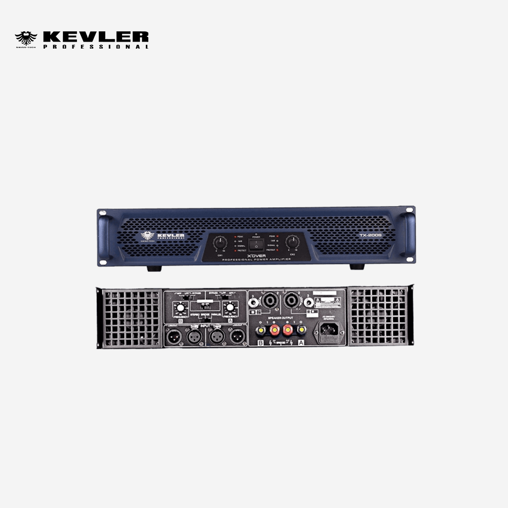 Kevler 200W x 2 8ohms Professional Power Amp 2ohms stable with 2Ch X'over TX-200S