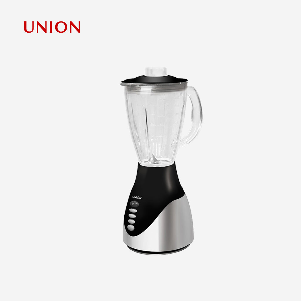 Union 1.5L Break-Resistant Glass Jar Blender Modern Chrome Design w/ Miller UGB-280