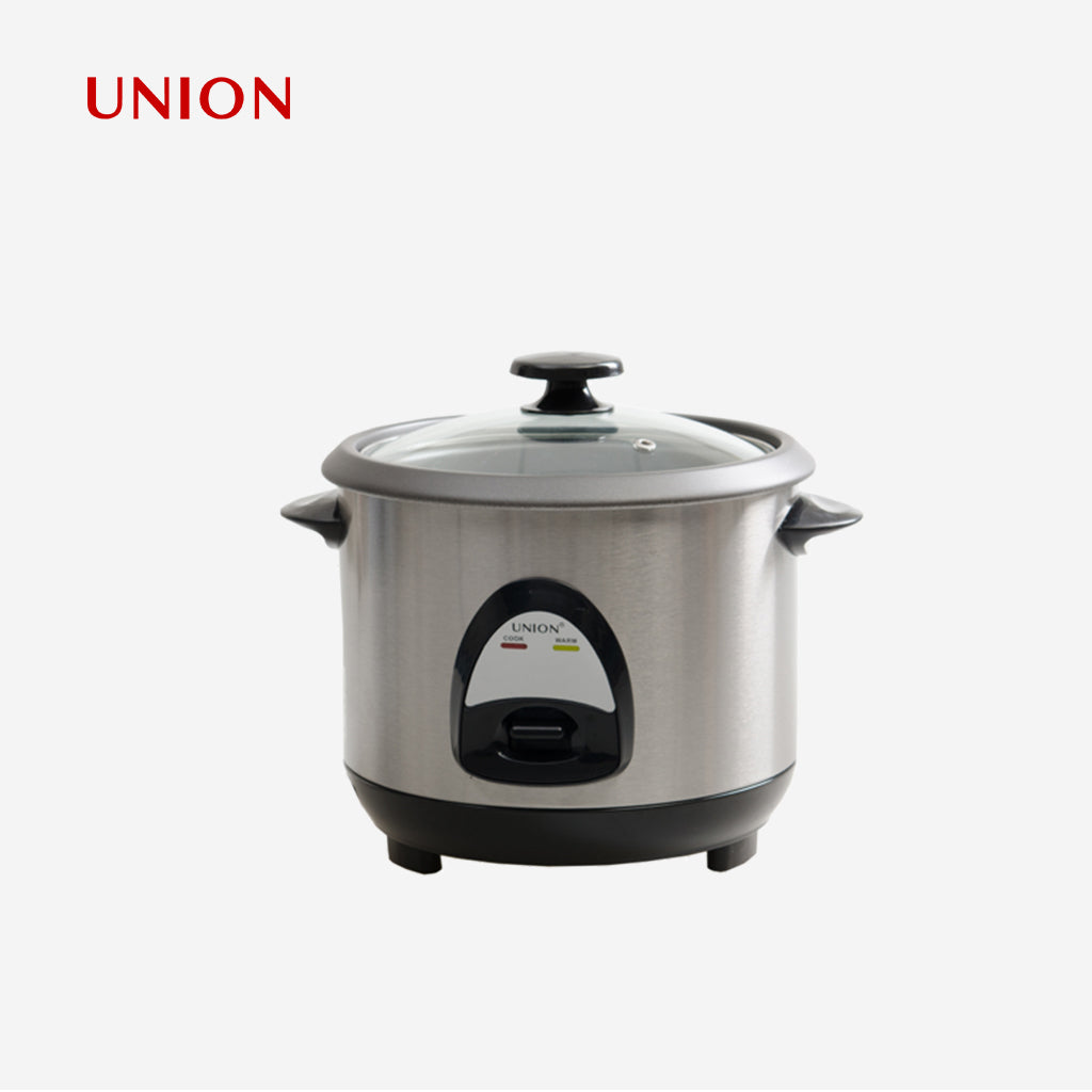 Union 1.8Liters Tempered Glass Stainless Rice Cooker serves 8-10cups w/o Steamer UGRC-235