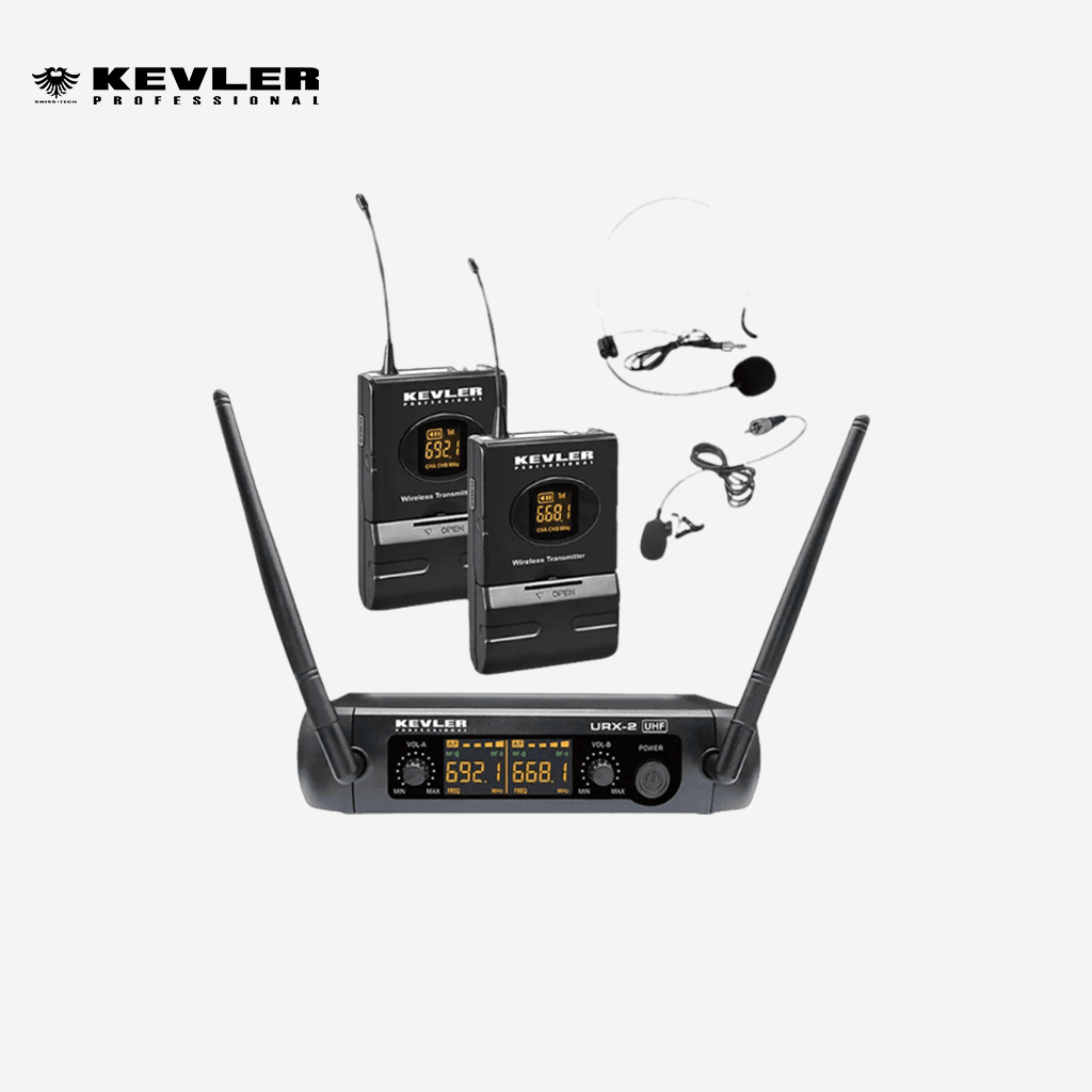 Kevler Dual UHF Belt Pack Lapel Wireless Microphone with 16 Selectable Frequency URX-2B