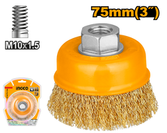 Ingco Cup Brush Twisted Wire with Nut 75mm M10 x 2 WB10752