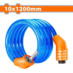 Wadfow 10mm x 1200mm 4-Digit PVC Coated Braided Combination Bicycle Cable Lock WBK2110 (WHT)