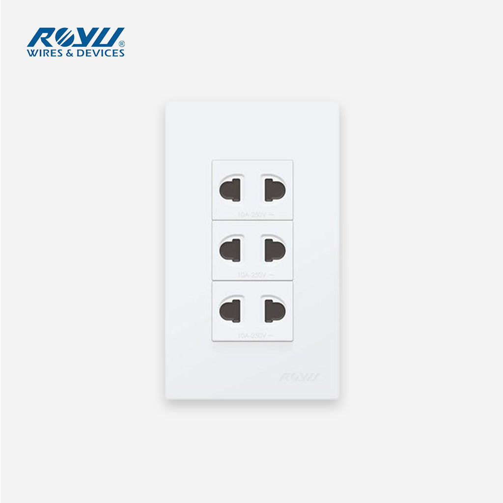 Royu by Winland Wide Series Universal Outlet Set 3 Gang WD115