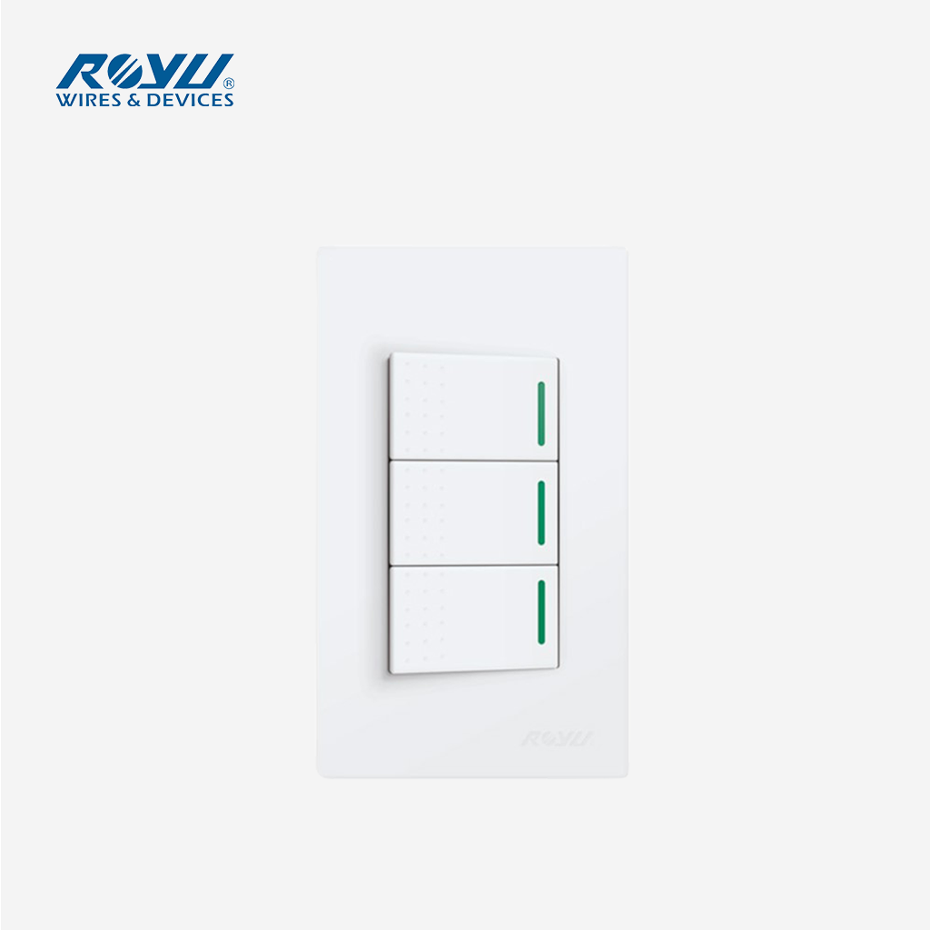 Royu WD 3 Gang 1 way Switch with Reflector WD515