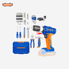 Wadfow 91pcs Tools Set including Lithium-ion Impact Hammer drill 20V