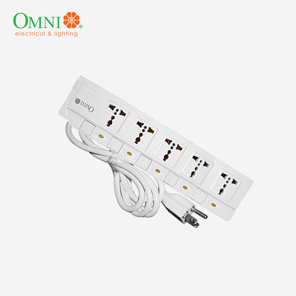 Omni by Winland Extension Power Cord Cable Set with Individual Switch 5 Gang 1.83m WED-350