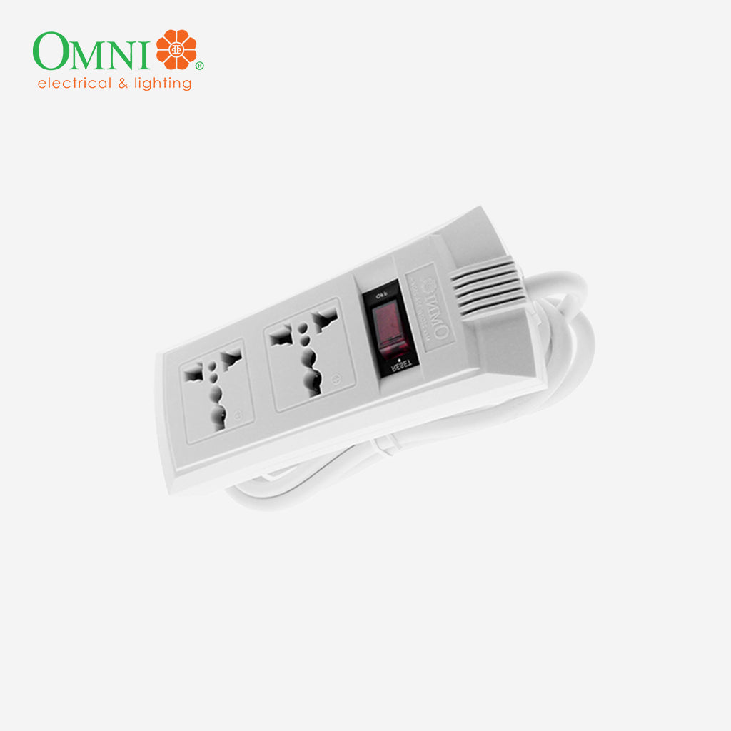 Omni Universal Outlet Power Extension Wire Cable Cord 2 Gang w/ Switch 1.83m 2500W