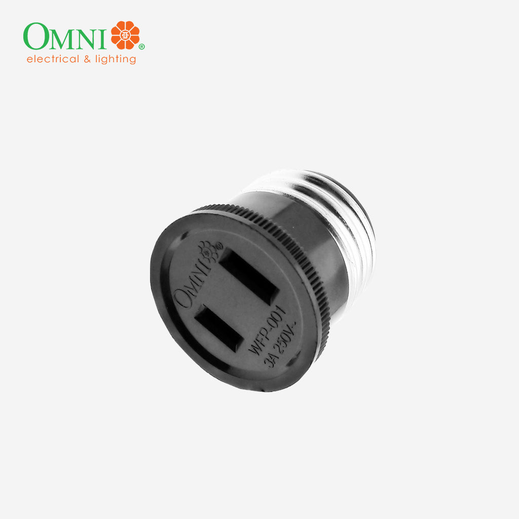 Omni by Winland Female Plug 3A | 250V E27 Base To Flat Pin Outlet WFP-001