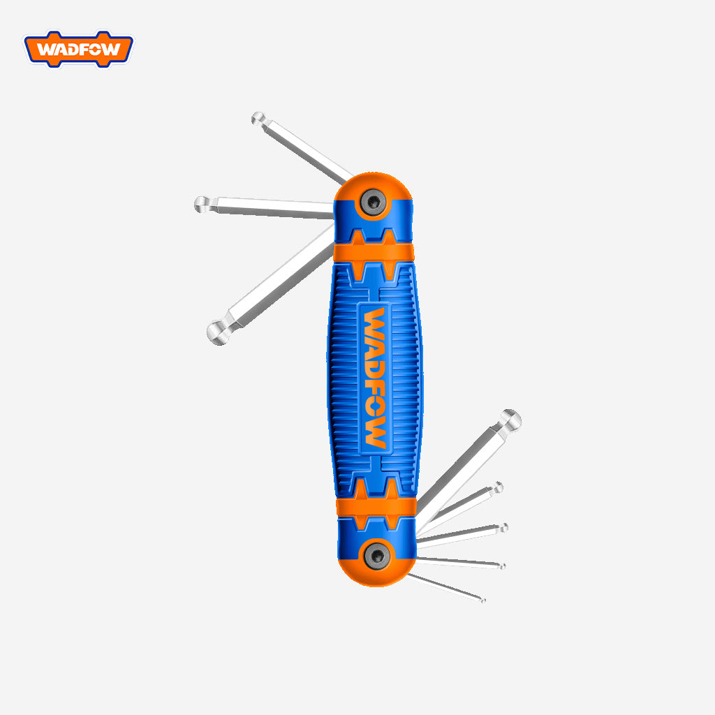 Wadfow 8Pcs Portable Pocket Ball Point Hex Key Ring Wrench Set