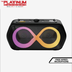 Platinum Rover Portable Bluetooth Speaker | Rugged Outdoor Boombox with RGB Lights, 9-Hour Playtime, and Karaoke Mic Input
