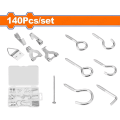Wadfow 140pcs/set Carbon Steel Screw Hooks Kit with Galvanize Surface Treatment WVJ1B01