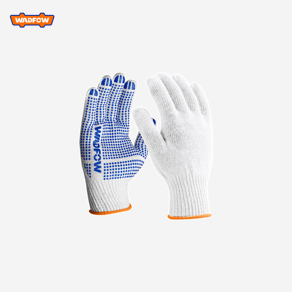 Wadfow Protective Knitted Cotton Safety Gloves With Pvc Dots