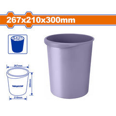 Wadfow 267x210x300mm Plastic Rubbish Bin Container Storage Tub Plastic Pail WLJ1330 (WHT)