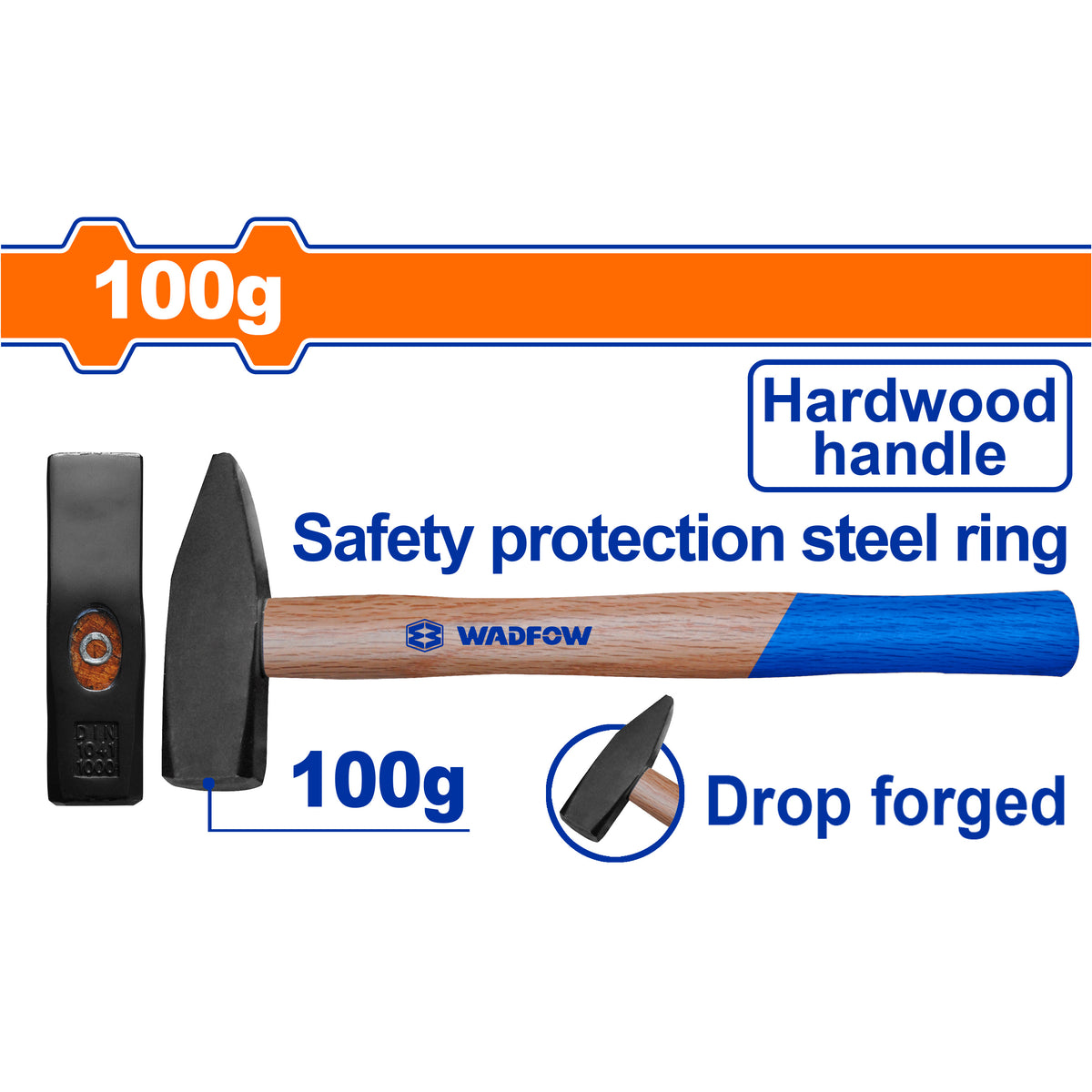 Wadfow   Drop-Forged Carbon Steel Hammerhead Machinist Hammer With Hardwood Handle WAD-HT