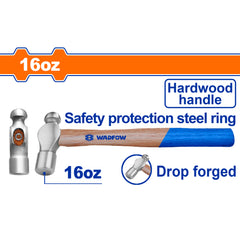 Wadfow  Drop-Forged Carbon Steel Hammerhead Ball Pein Hammer With Hardwood Handle WAD-HT