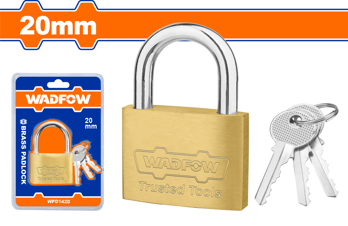 Wadfow Brass Padlock Durable 20mm-50mm with 3 Pcs Iron Keys (WHT)